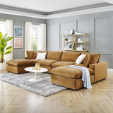 Commix Down Filled Overstuffed Velvet 6-Piece Sectional Sofa