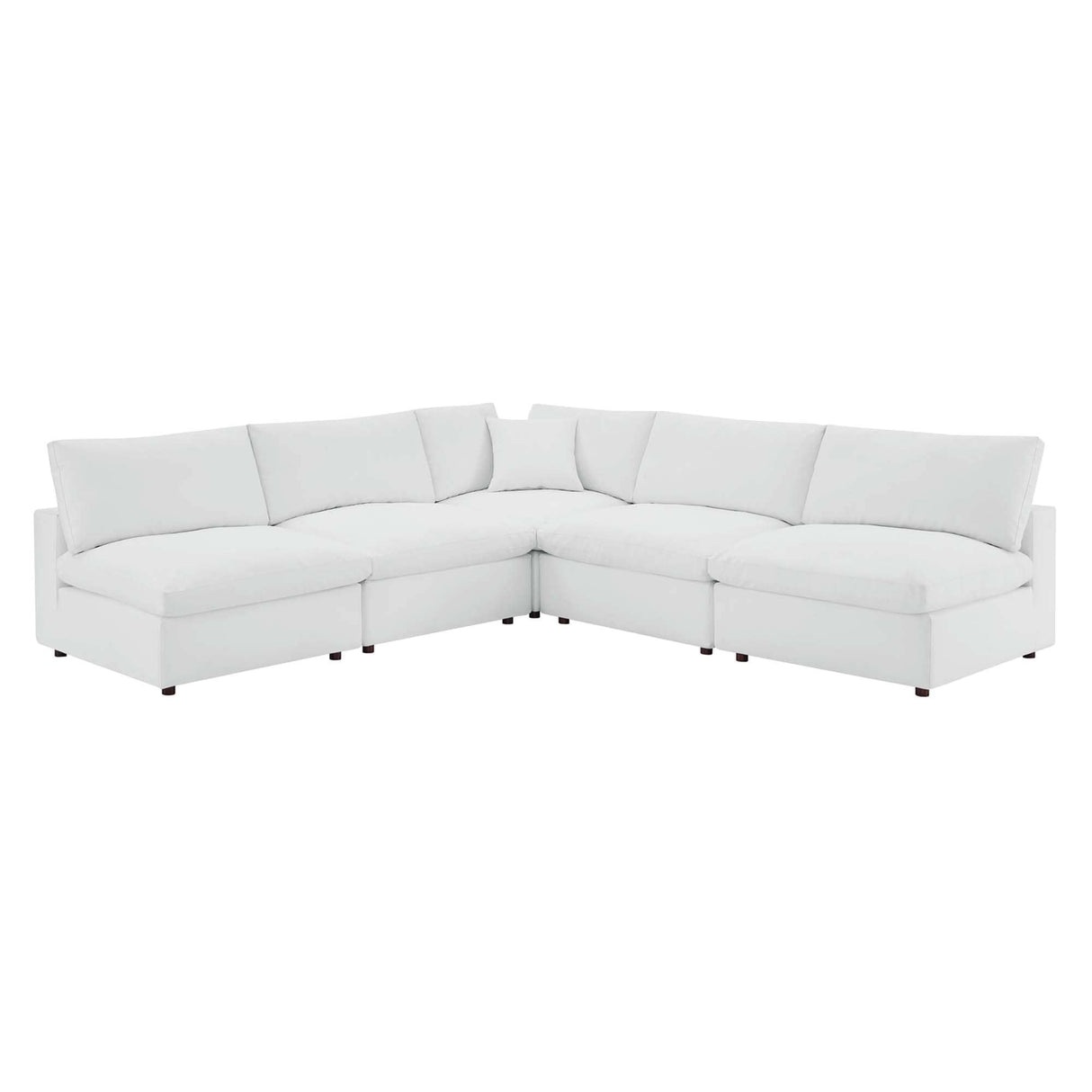 Commix Down Filled Overstuffed Vegan Leather 5-Piece Sectional Sofa