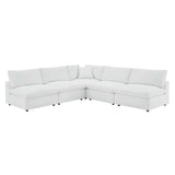 Commix Down Filled Overstuffed Vegan Leather 5-Piece Sectional Sofa