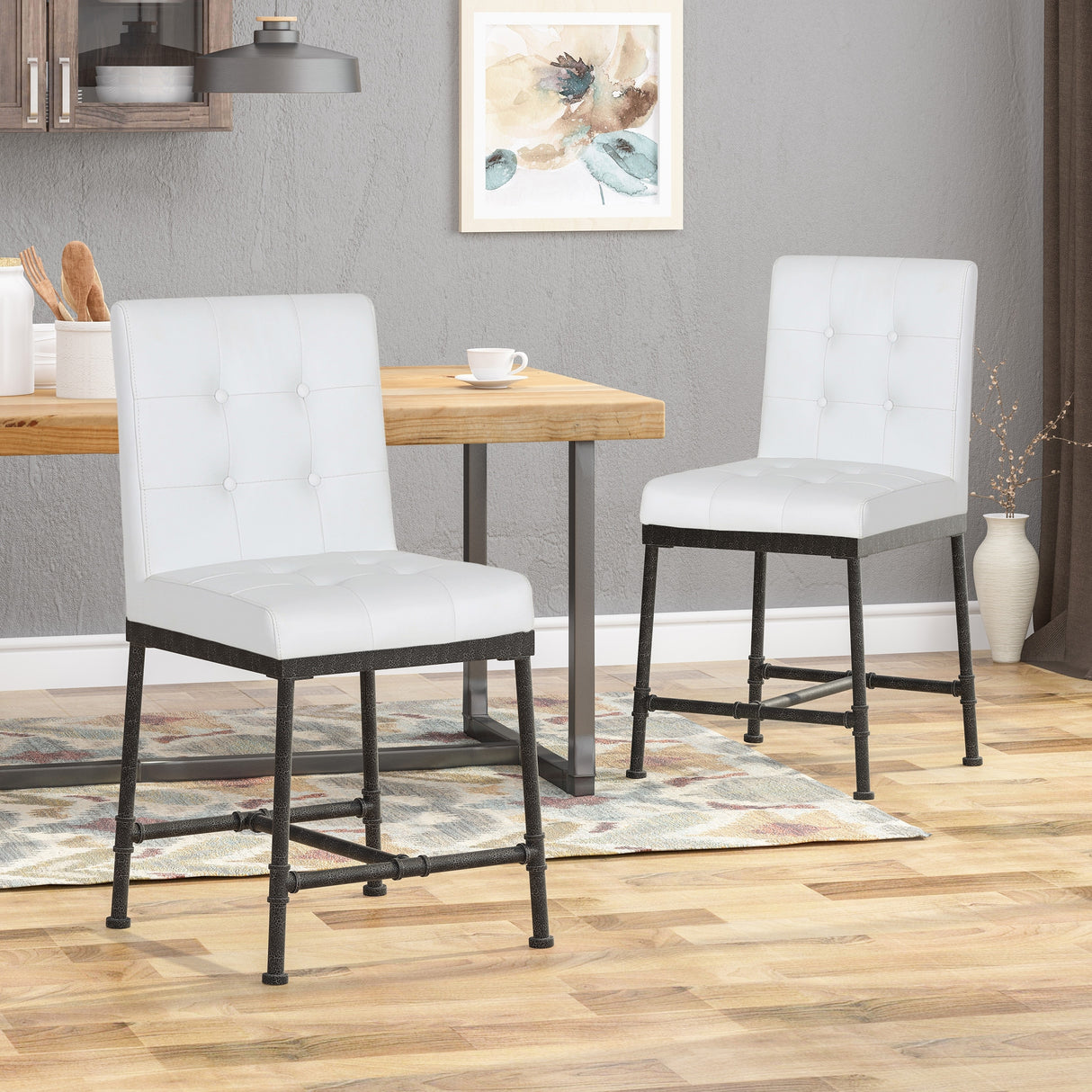Commonwealth Faux Leather 24 Inch Counter Stools (Set of 2) by Christopher Knight Home