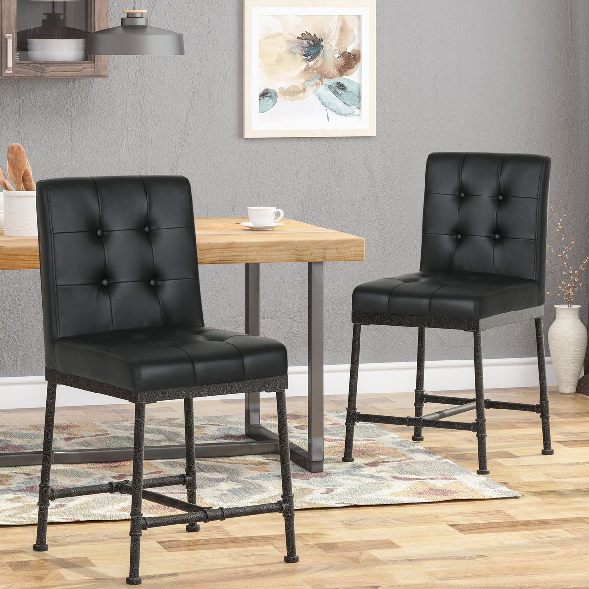 Commonwealth Faux Leather 24 Inch Counter Stools (Set of 2) by Christopher Knight Home