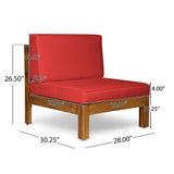 Comores Outdoor Acacia Wood 10 Seater U-Shaped Sectional Sofa Set with Fire Pit by Christopher Knight Home