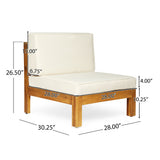 Comores Outdoor Acacia Wood 10 Seater U-Shaped Sectional Sofa Set with Fire Pit by Christopher Knight Home