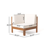 Comores Outdoor Acacia Wood 10 Seater U-Shaped Sectional Sofa Set with Fire Pit by Christopher Knight Home