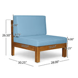 Comores Outdoor Acacia Wood 10 Seater U-Shaped Sectional Sofa Set with Fire Pit by Christopher Knight Home