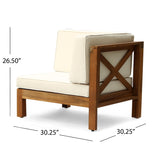 Comores Outdoor Acacia Wood 10 Seater U-Shaped Sectional Sofa Set with Fire Pit by Christopher Knight Home