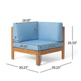 Comores Outdoor Acacia Wood 10 Seater U-Shaped Sectional Sofa Set with Fire Pit by Christopher Knight Home