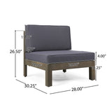 Comores Outdoor Acacia Wood 10 Seater U-Shaped Sectional Sofa Set with Fire Pit by Christopher Knight Home