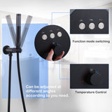 3-Way Complete 12'' Rain Shower System with 4 Body Jets and High-pressure Handheld Shower Head in Black/Nickel/Chrome, Wall