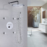 3-Way Complete 12'' Rain Shower System with 4 Body Jets and High-pressure Handheld Shower Head in Black/Nickel/Chrome, Wall