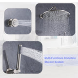 3-Way Complete 12'' Rain Shower System with 4 Body Jets and High-pressure Handheld Shower Head in Black/Nickel/Chrome, Wall