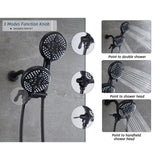 Complete Shower System with Tub Shower Faucet Set 5in Head Matte Black