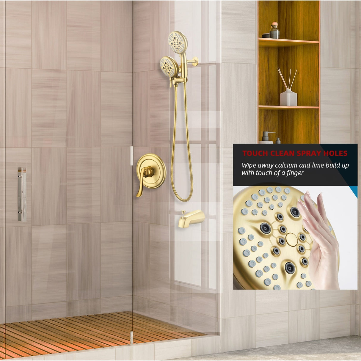 Complete Shower System with Tub Shower Faucet Set 5in Head Matte Black