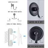 Complete Shower System with Tub Shower Faucet Set 5in Head Matte Black