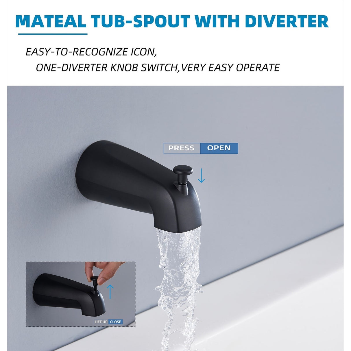 Complete Shower System with Tub Shower Faucet Set 5in Head Matte Black