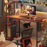 Computer Desk Home Office Desk with LED & Adjustable Shelves
