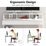 Computer Desk with Drawers and Storage Monitor Hutch Shelf, Office Writing Desk with Shelves
