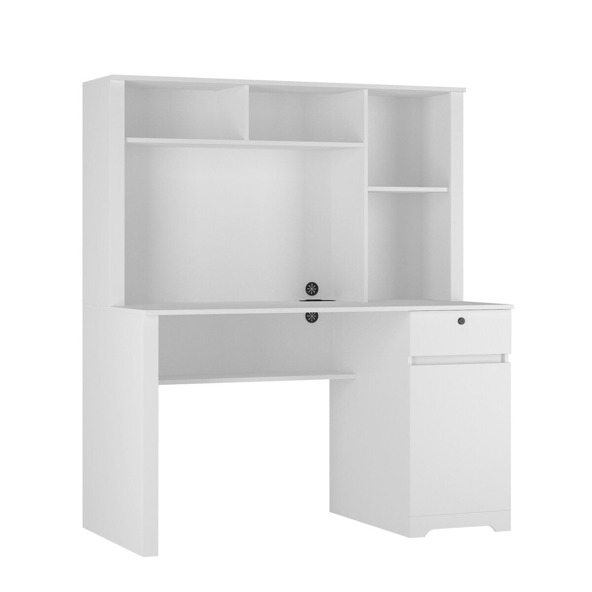 Computer Desk with Hutch & Bookshelf, Home Office Desk with Drawers, 3 AC Outlets& 2 USB Charging Ports, Study Laptop Table