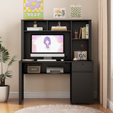 Computer Desk with Hutch & Bookshelf,Wood Executive Desk Teens Student Desk Writing Laptop Home Office Desk with Drawers