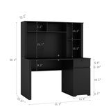 Computer Desk with Hutch & Bookshelf,Wood Executive Desk Teens Student Desk Writing Laptop Home Office Desk with Drawers