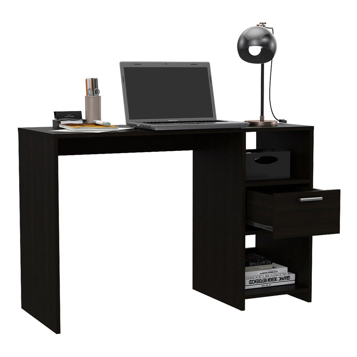 Computer Desk,Writing Desk, One Drawer, Two Shelves