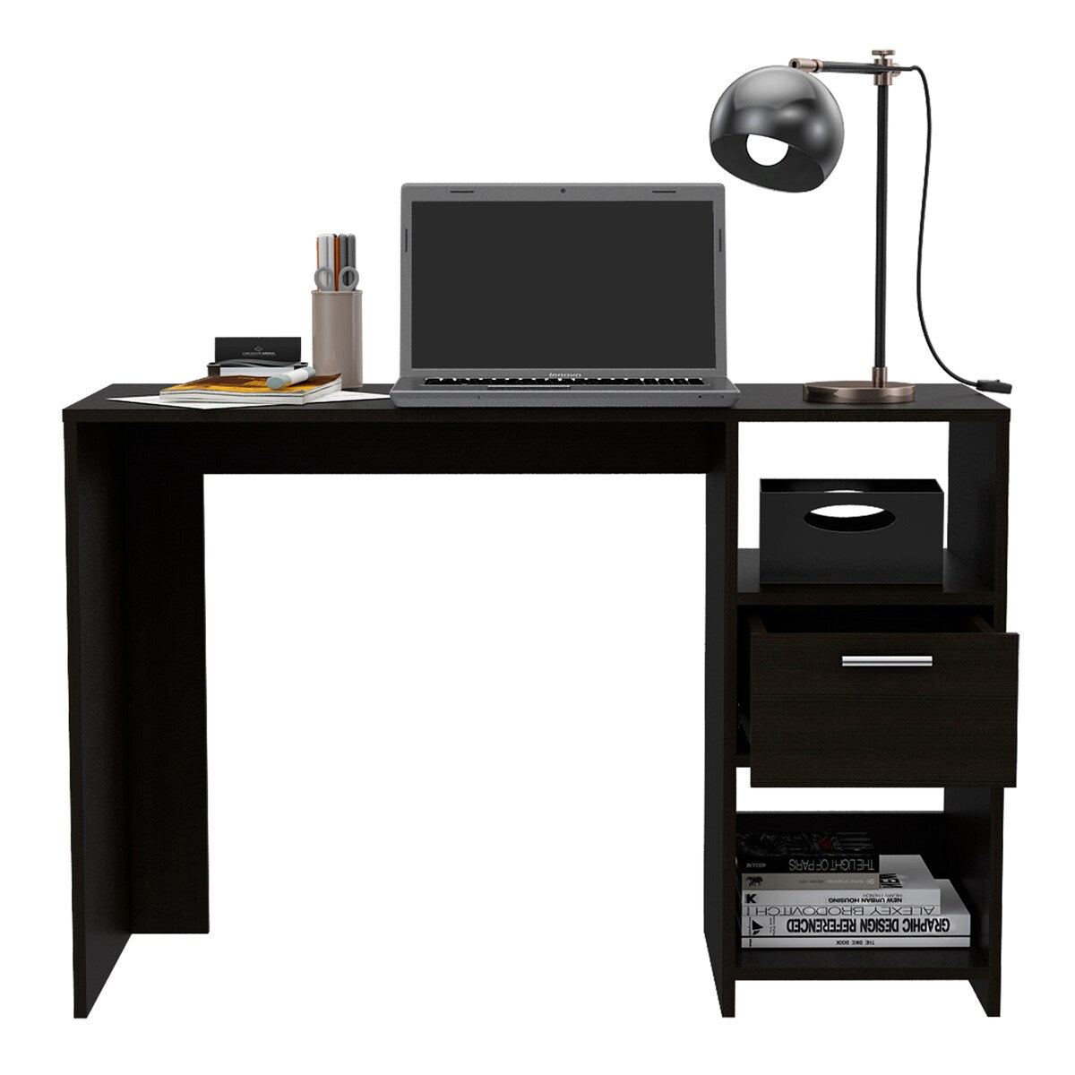 Computer Desk,Writing Desk, One Drawer, Two Shelves