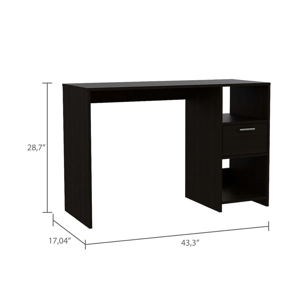 Computer Desk,Writing Desk, One Drawer, Two Shelves