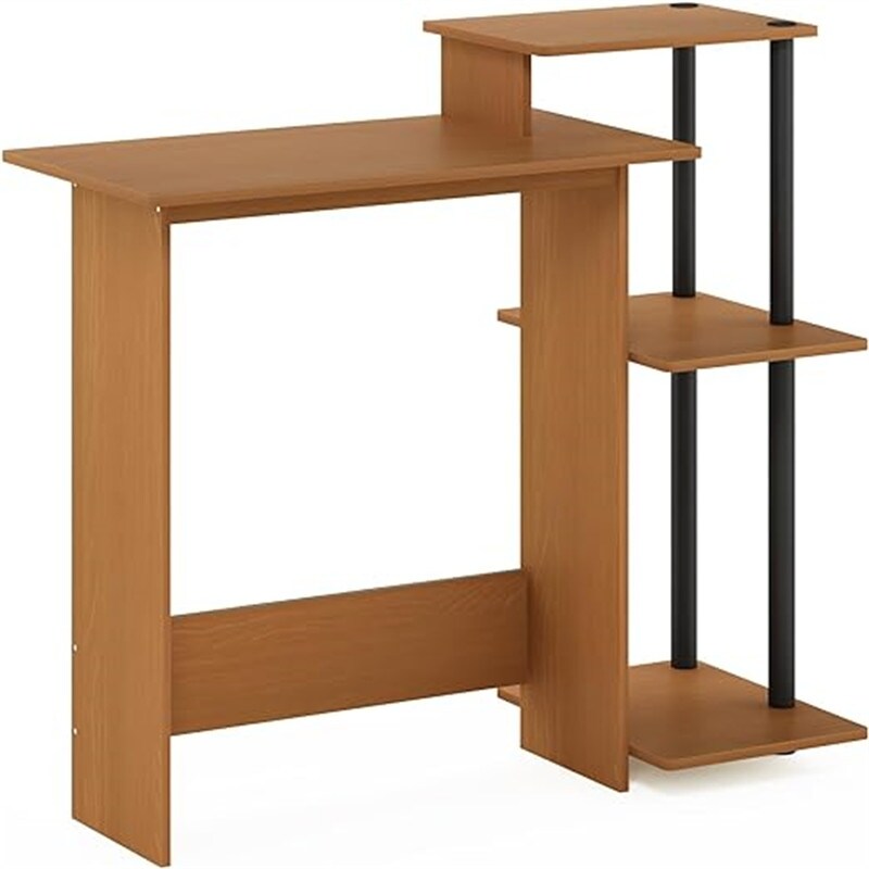 Computer desk and square shelves