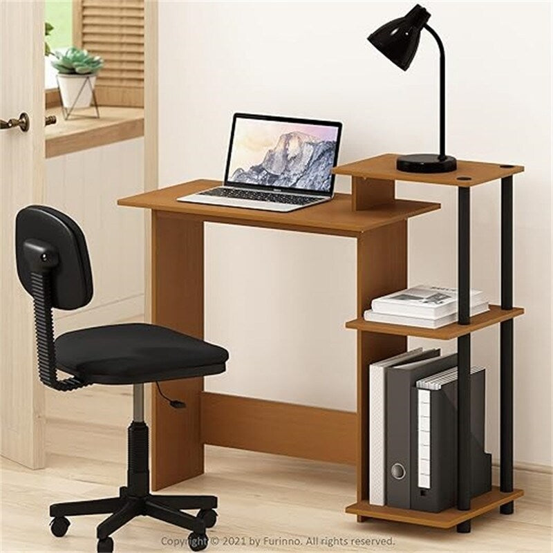Computer desk and square shelves