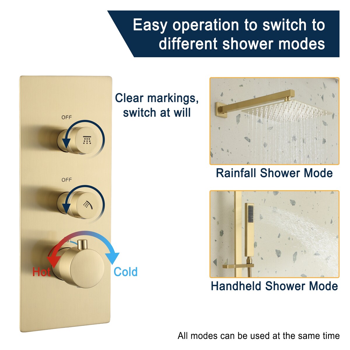 12" Wall Mounted Rain Shower Head Systems