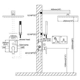 Concealed Square Two-Function Two-Handle Bathroom Shower Set Shower System with Rough-In Valve