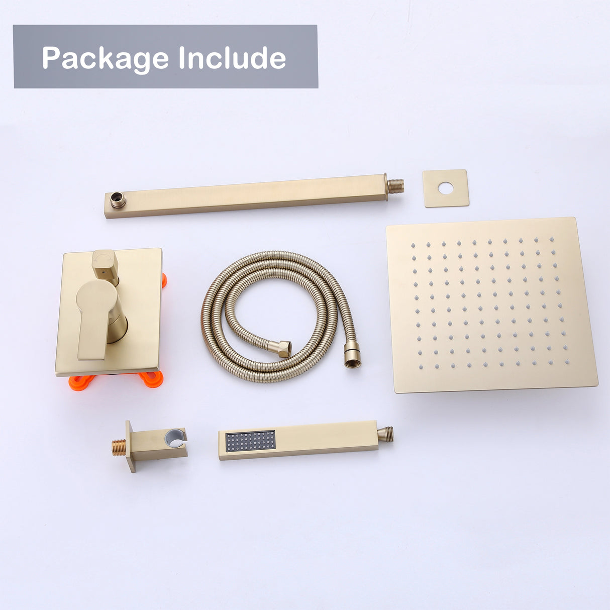 Concealed Square Two-Function Two-Handle Bathroom Shower Set Shower System with Rough-In Valve