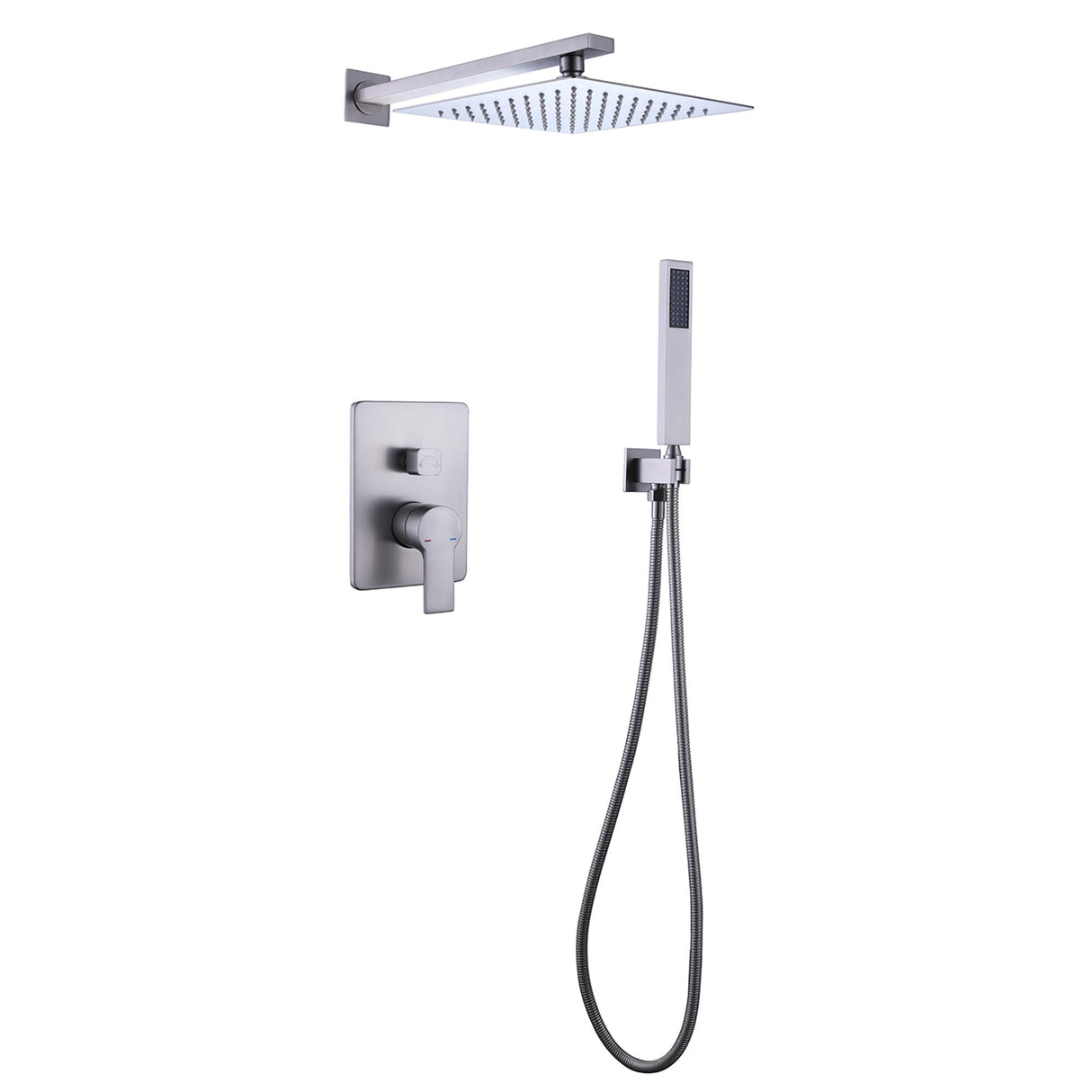 Concealed Square Two-Function Two-Handle Bathroom Shower Set Shower System with Rough-In Valve