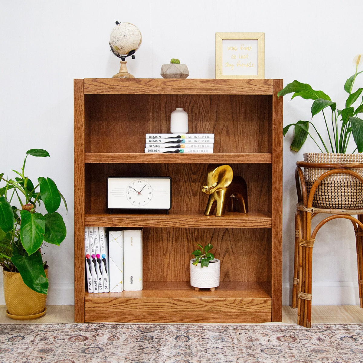 Concepts in Wood 3 Shelf Wood Bookcase, 36 inch Tall