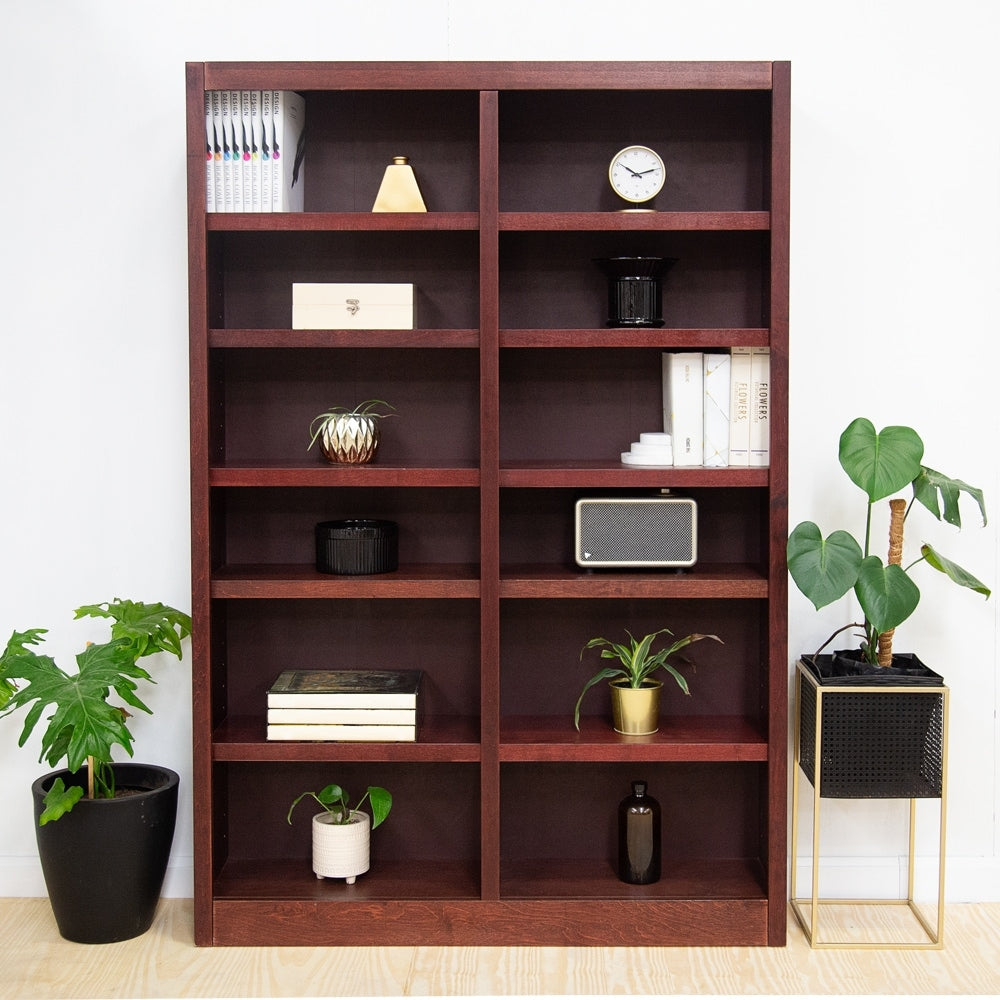 Concepts in Wood Double Wide Wood Bookcase, 12 Shelf, 84 inch Tall