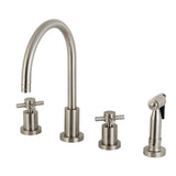 Kingston Brass Concord Deck Mount Widespread Kitchen Faucet with Brass Sprayer