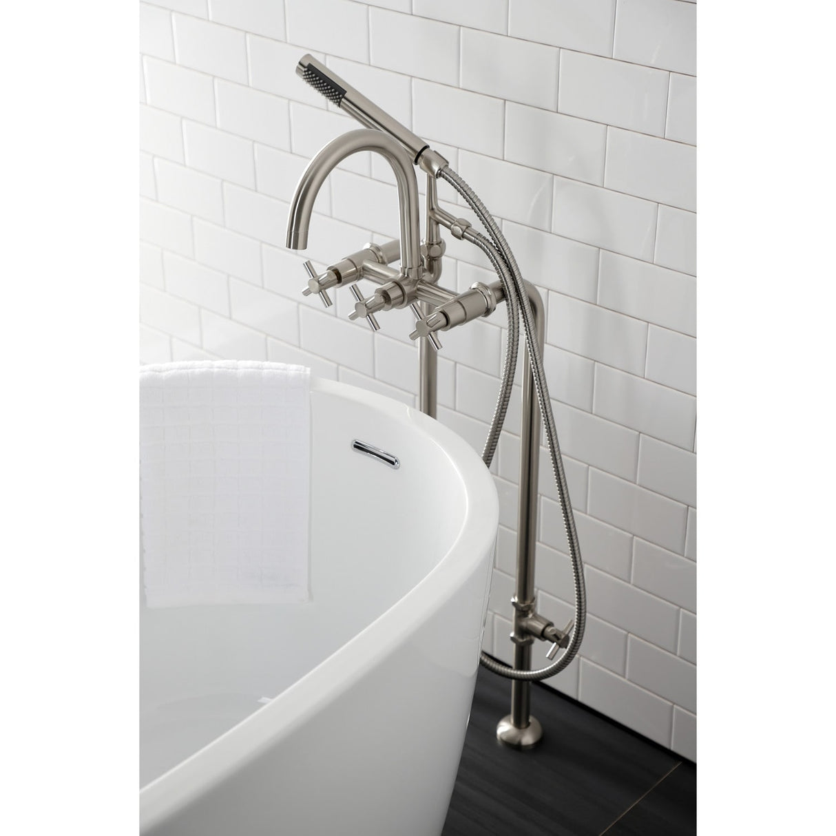 Kingston Brass Concord Freestanding Tub Faucet with Supply Line