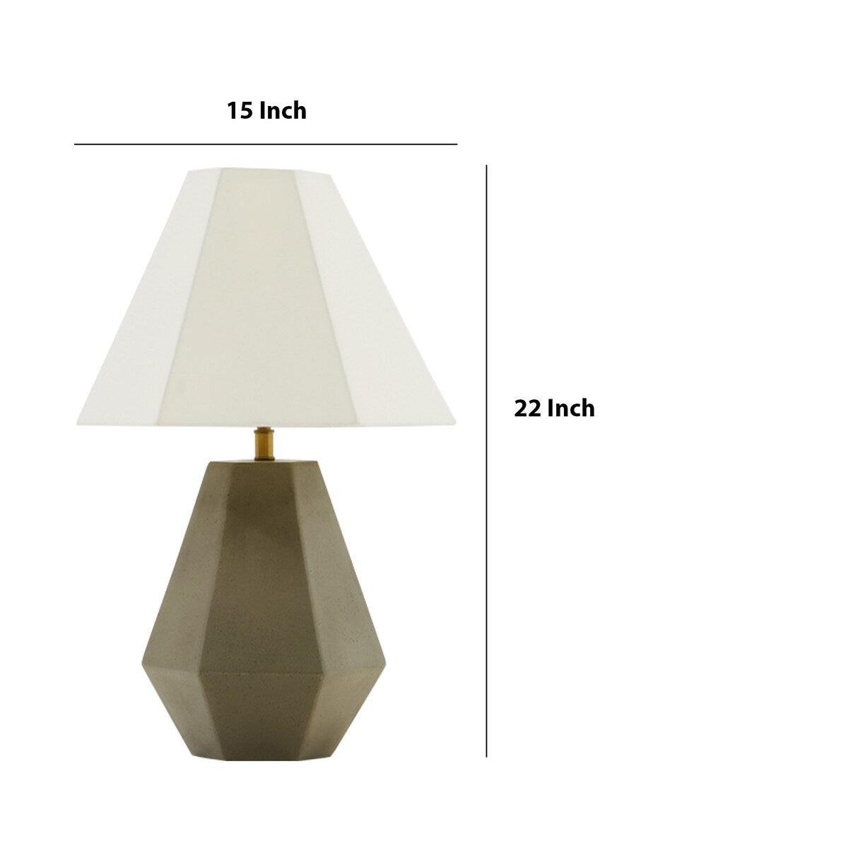 Concrete Base Modern Table Lamp with Empire Shade, White and Gray