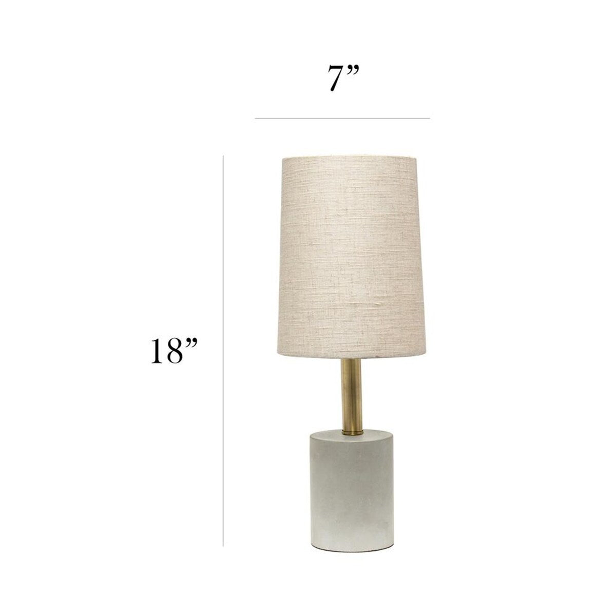 Concrete Base Table Lamp with Antique Brass Detail