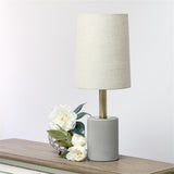 Concrete Base Table Lamp with Antique Brass Detail