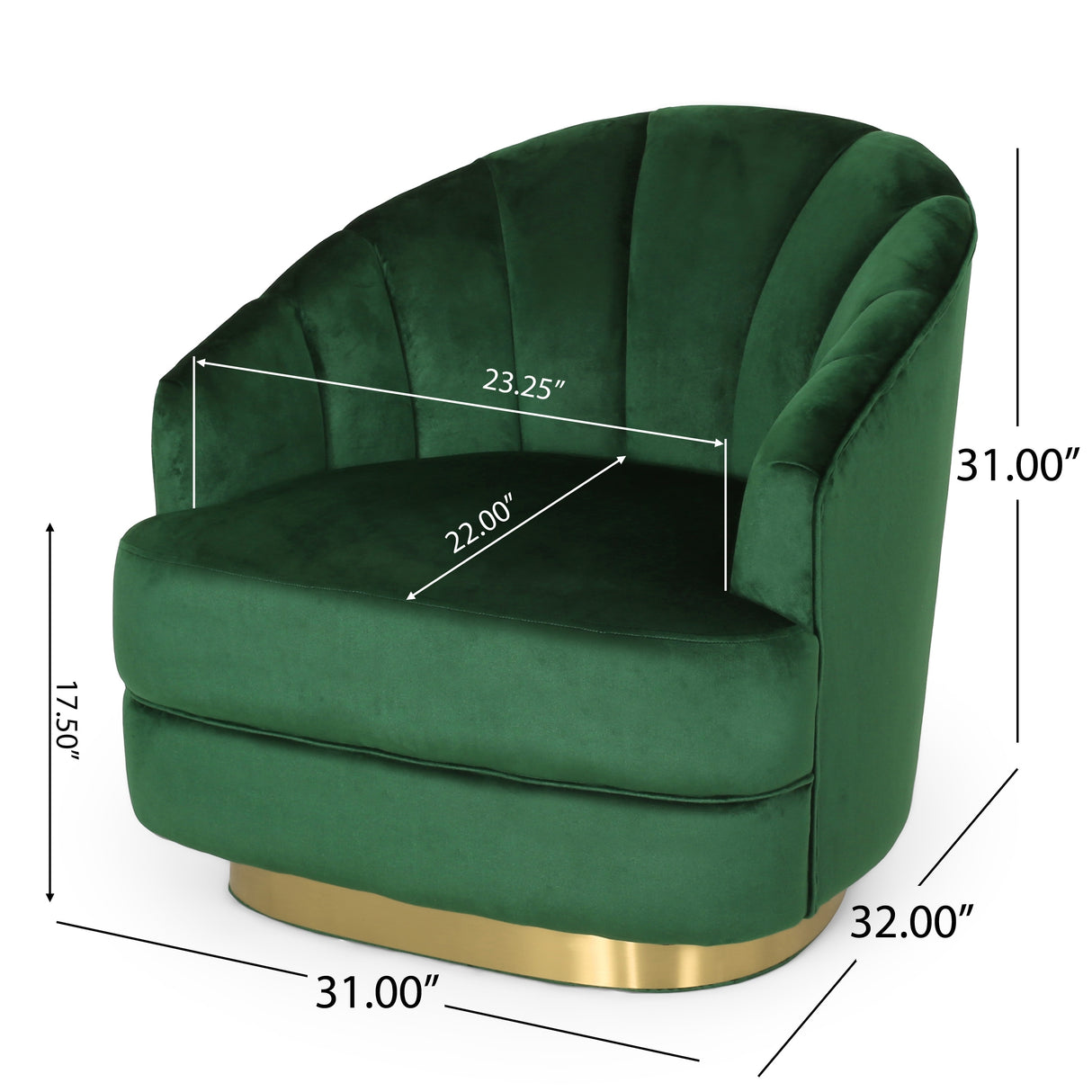 Condit Modern Glam Channel Stitch Velvet Club Chair by Christopher Knight Home - 31.00" L x 32.00" W x 31.00" H
