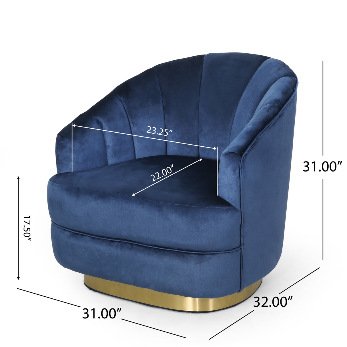 Condit Modern Glam Channel Stitch Velvet Club Chair by Christopher Knight Home - 31.00" L x 32.00" W x 31.00" H