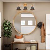 Coney Mid-century Gold 3-Light Bathroom Vanity Light Brushed Metal Wall Sconces Dimmable