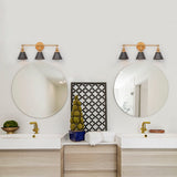 Coney Mid-century Gold 3-Light Bathroom Vanity Light Brushed Metal Wall Sconces Dimmable
