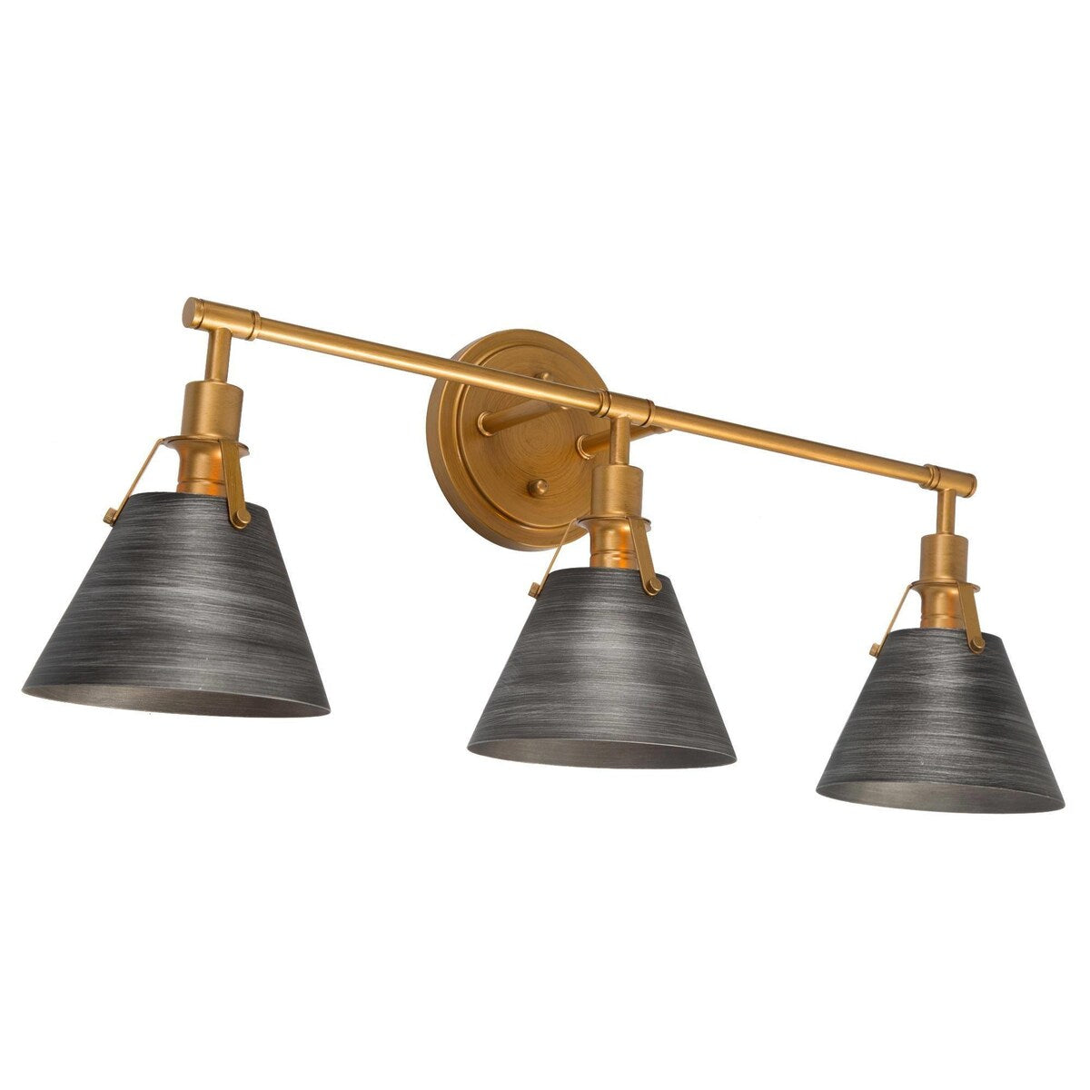 Coney Mid-century Gold 3-Light Bathroom Vanity Light Brushed Metal Wall Sconces Dimmable