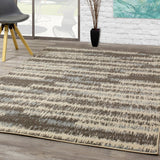 Confort Cream/Grey Polypropylene Pencil Stripes Rug (5'3 x 7'7) - 5'3" x 7'7"
