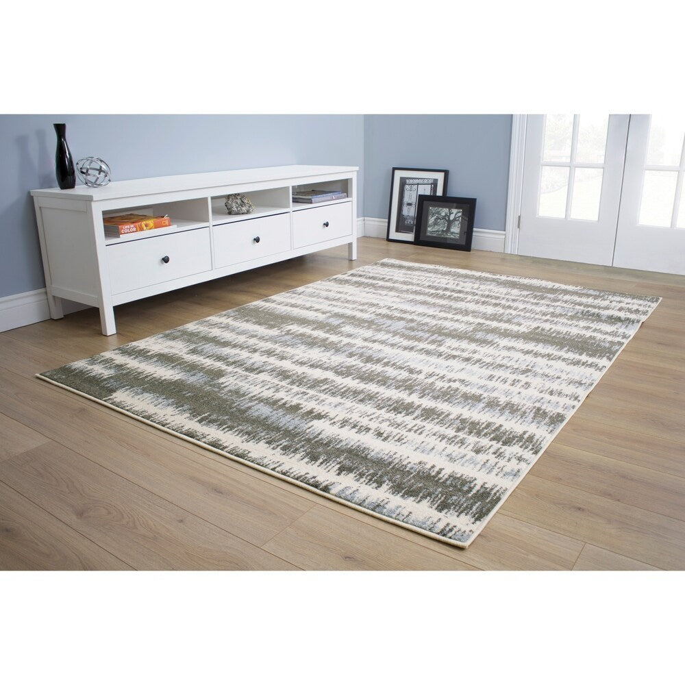 Confort Cream/Grey Polypropylene Pencil Stripes Rug (5'3 x 7'7) - 5'3" x 7'7"
