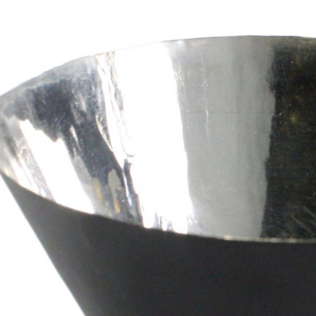 Conical Shaped Metal Bowl Design Accent Decor, Silver