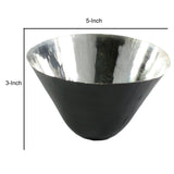 Conical Shaped Metal Bowl Design Accent Decor, Silver