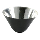 Conical Shaped Metal Bowl Design Accent Decor, Silver